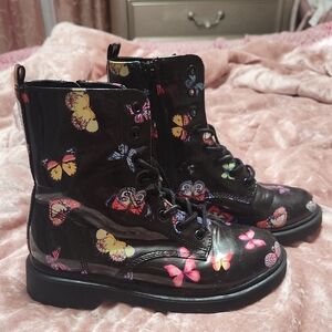 Black Boots with Colorful Butterfly Print By CELIA size 3